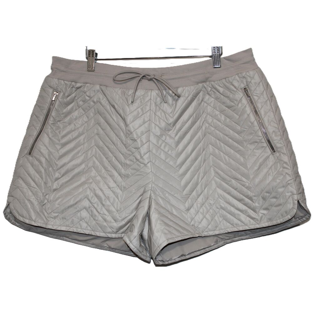 Womens Athleta Après Ski Short Cream Quilted Athletic Shorts Activewear Size 16
